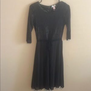 Downeast dark green lace and pleated dress